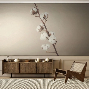 Self-Adhesive Photo Wallpaper Deluxe Sticker - At the Heart of Softness - Cotton Flower, Nature, Cotton - 100x70 cm