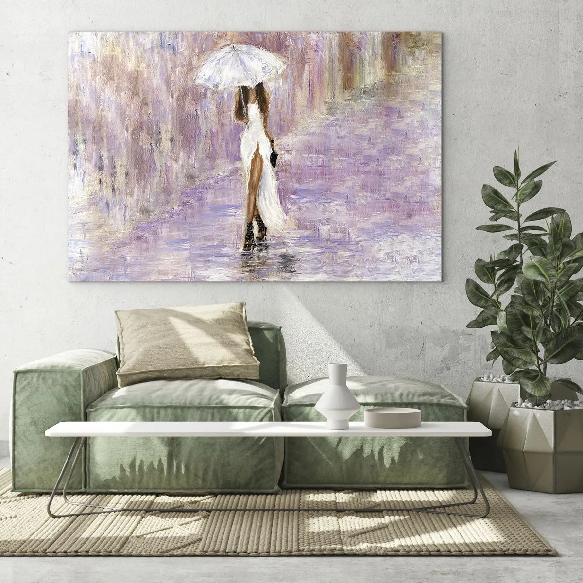 Glass picture - In Liliac Rain - 100x70 cm
