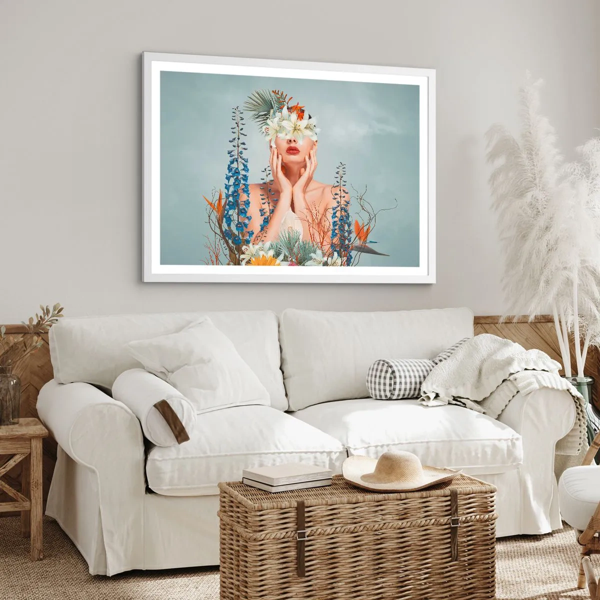 Poster in white frmae - Woman – Flower - 40x30 cm