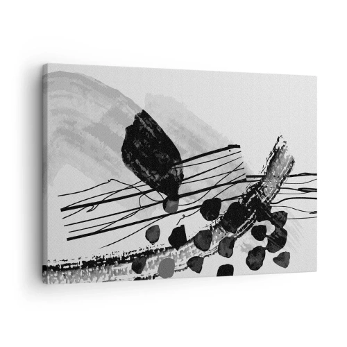 Canvas picture - Black and white abstract composition with organic shapes - 70x50cm - Black and White Organic Abstraction - Modern wall decoration for the living room and bedroom ARTTOR