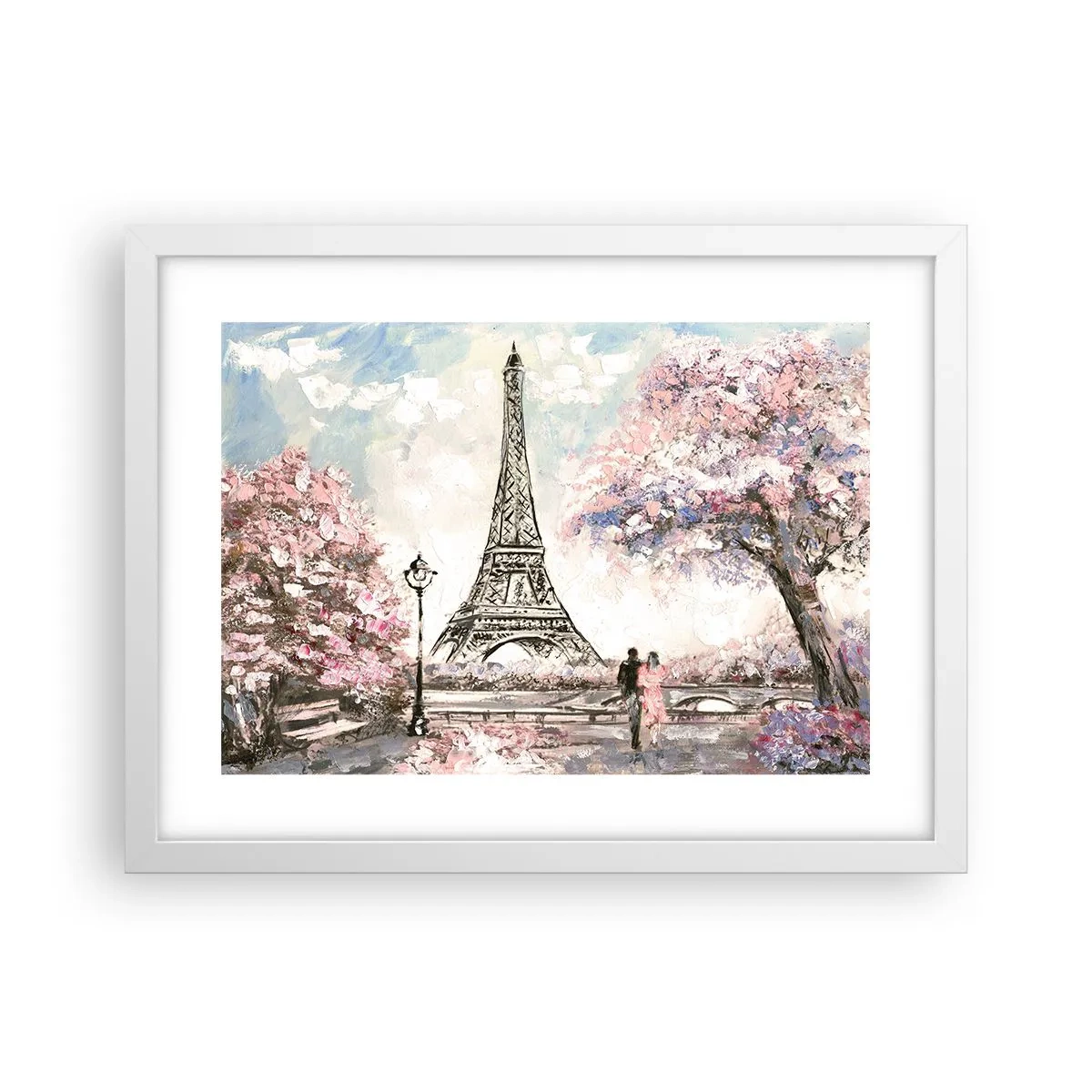 Poster in white frmae - April Walk in Paris - 40x30 cm