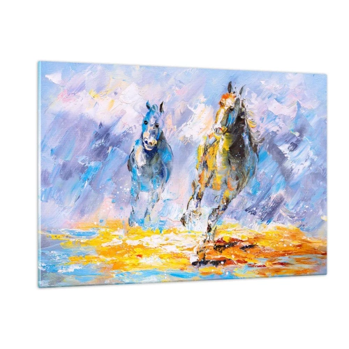 Glass picture - Galloping through Light - 120x80 cm
