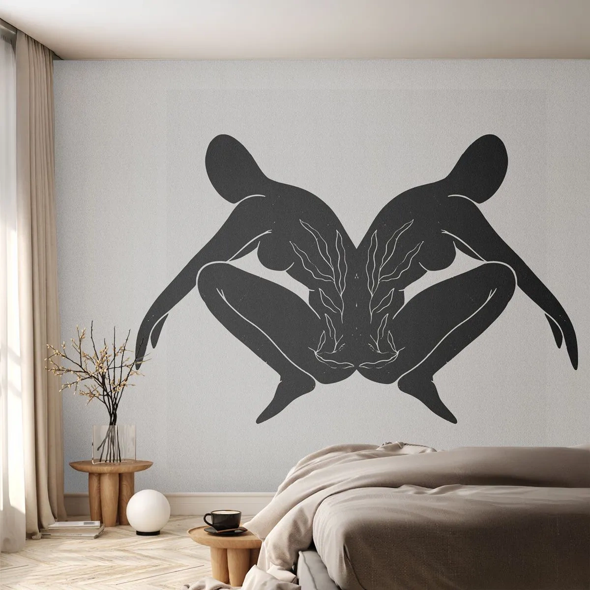 Photo Wallpaper Premium Canvas - Mutual Soul - People, Minimalistic, Twins - 450x315 cm