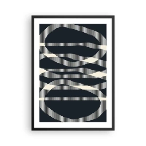 Poster in black frame - Abstract geometric motif in shades of black and white - 50x70cm - Attempt at Breaking Darkness - Modern wall decoration for the living room and bedroom ARTTOR