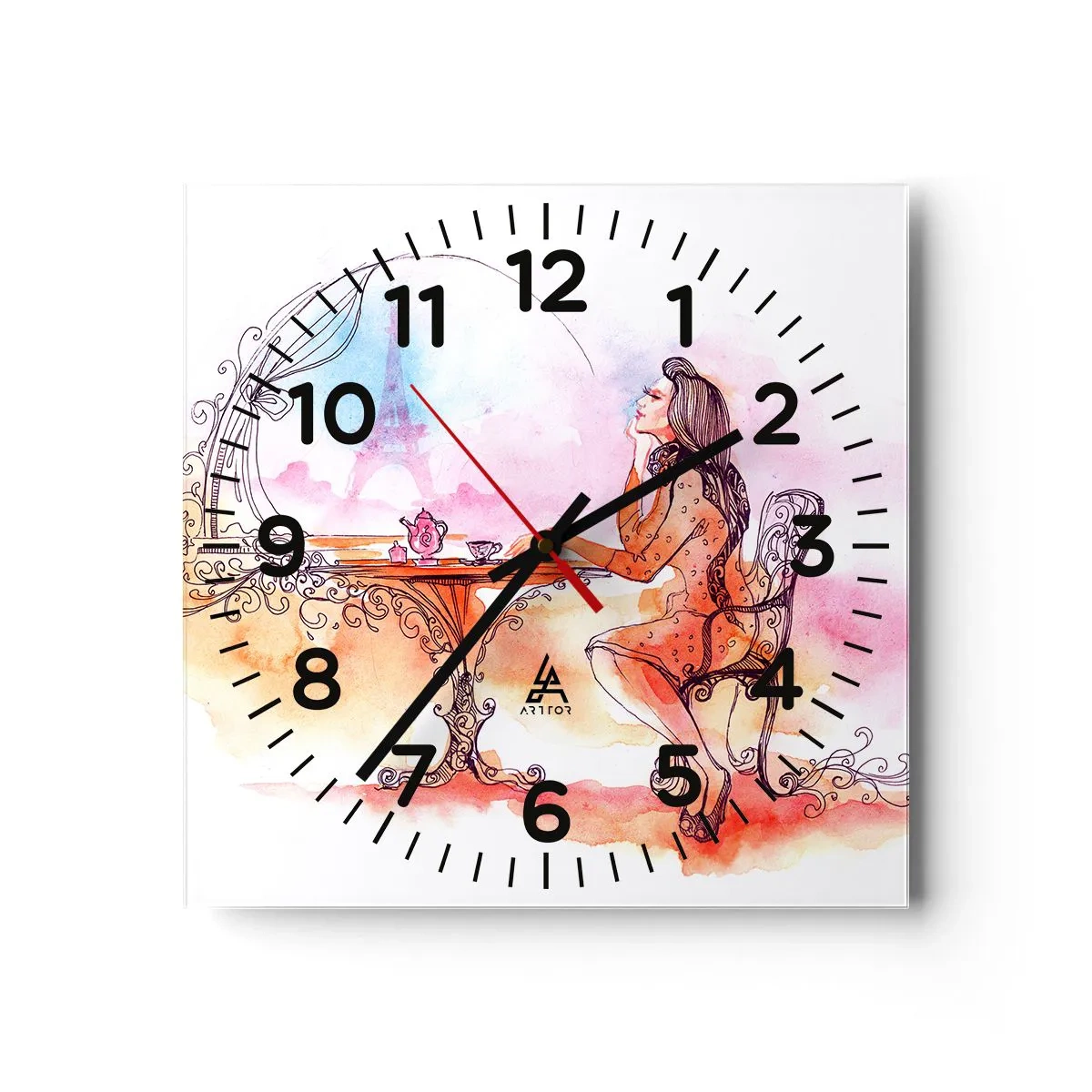 Wall clock - Clock on glass - Parisian Chic - 30x30 cm