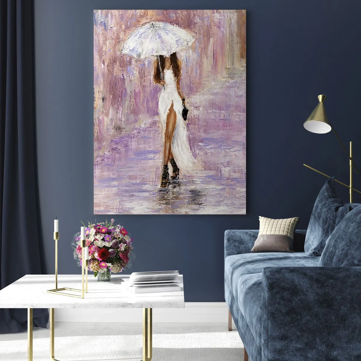 Glass picture - In Liliac Rain - 80x120 cm