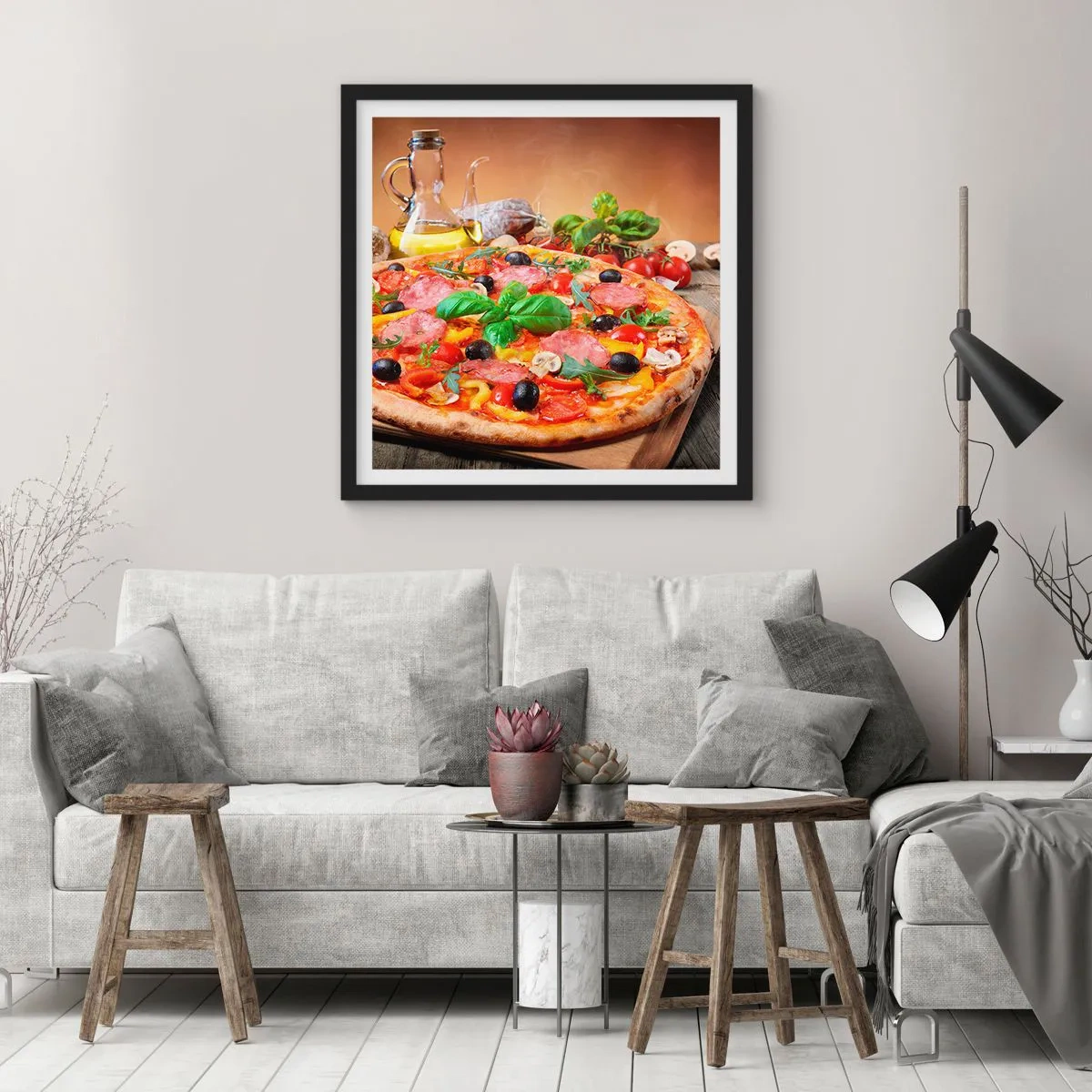 Poster in black frame - With a Real Italian Flavouring - 40x40 cm