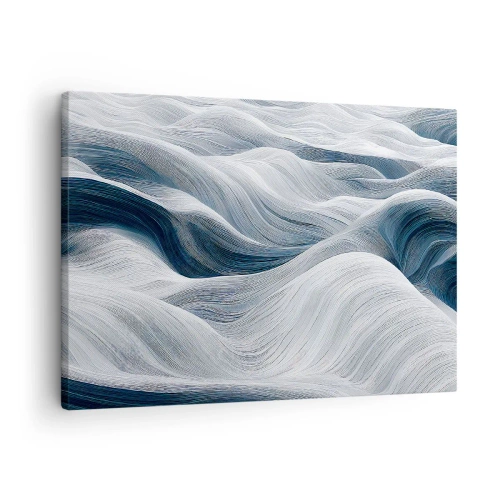 Canvas picture - Wavy lines in shades of blue and white - 70x50cm - White and Blue Waves - Modern wall decoration for the living room and bedroom ARTTOR