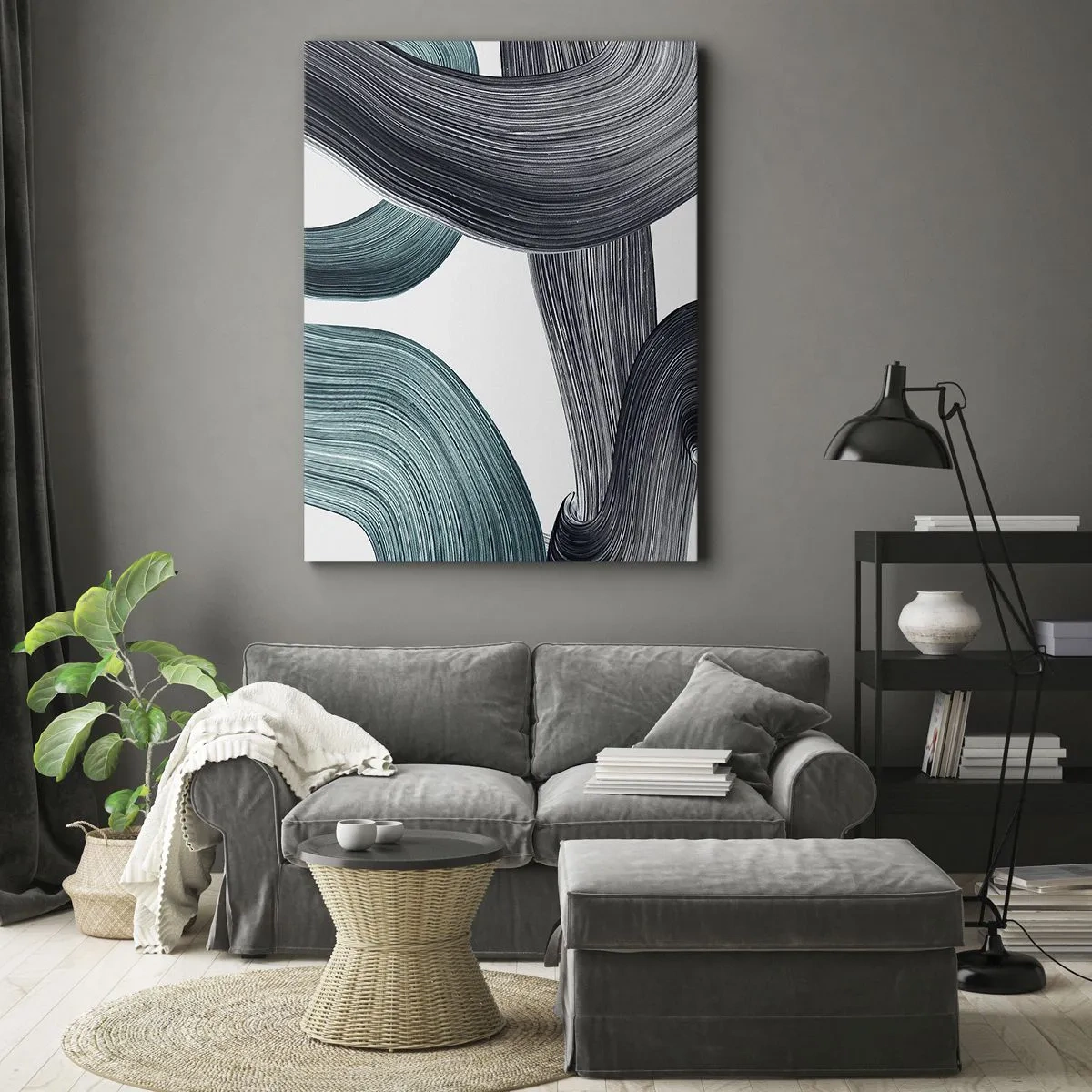 Canvas picture - Emerald and Black Trails - 80x120 cm