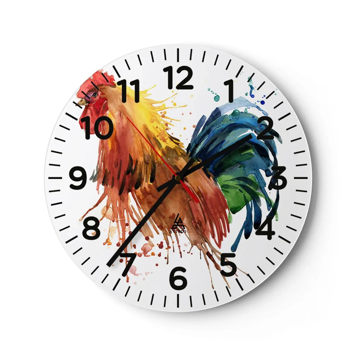 Wall clock - Clock on glass - King Rooster - 30x30 cm