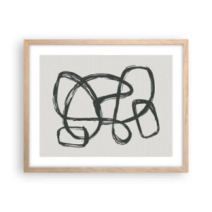 Poster in light oak frame - Abstract in Loops - 50x40 cm