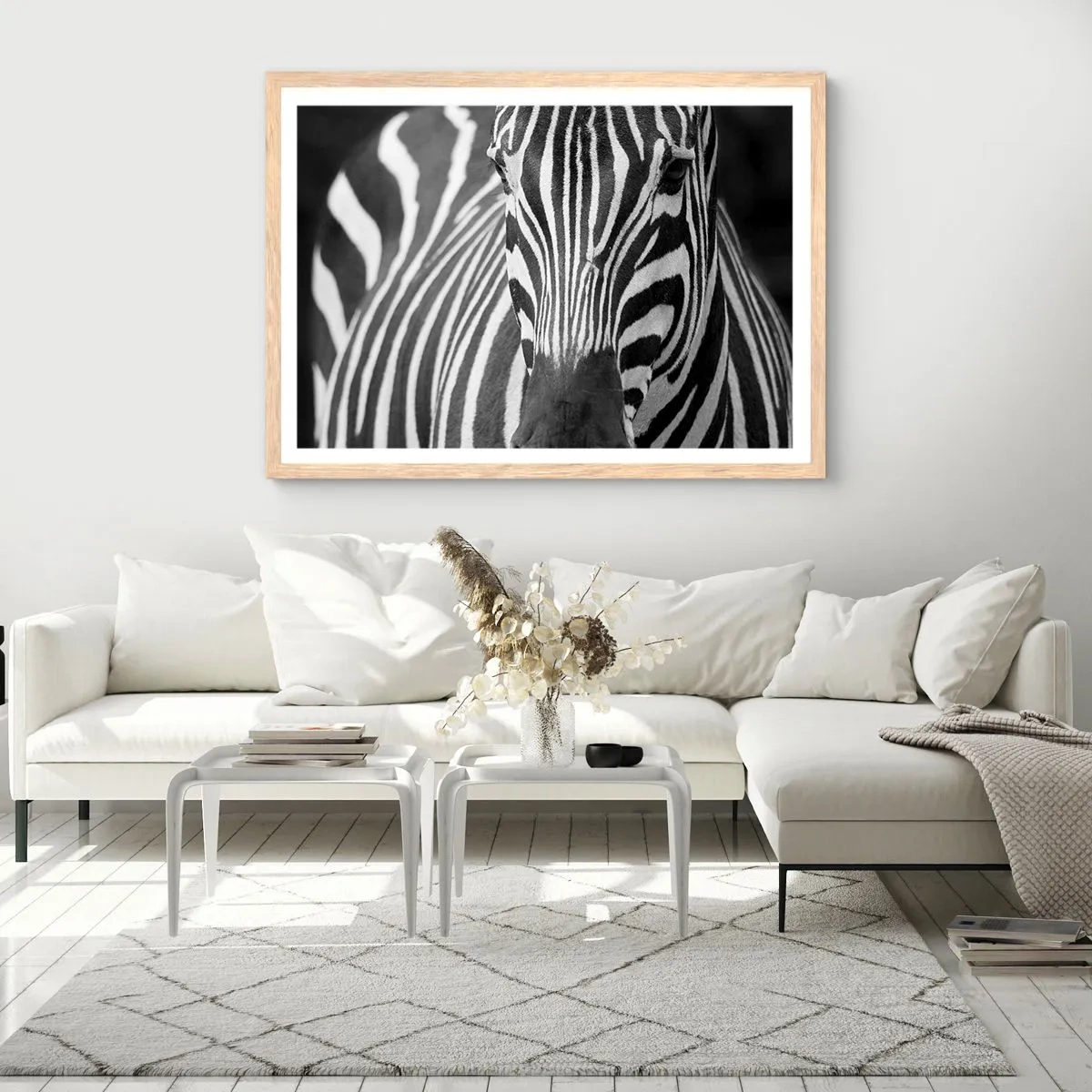 Poster in light oak frame - World Is Black and White - 100x70 cm