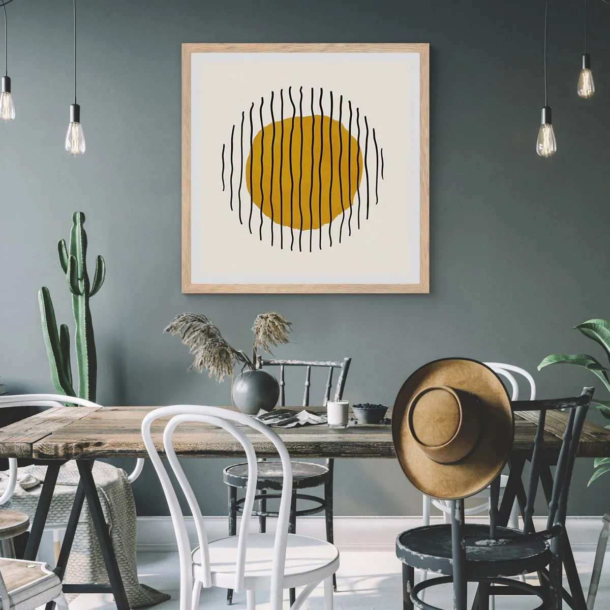 Poster in light oak frame - Abstract Shivering from Heat - 30x30 cm