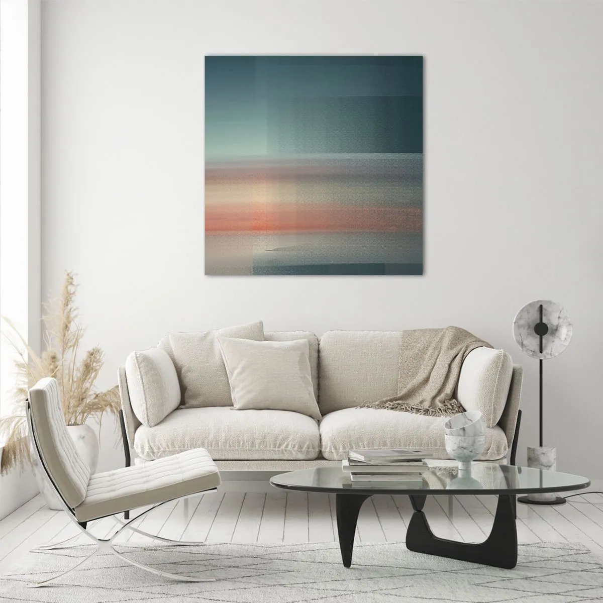 Glass picture - Abstract: Light Waves - 60x60 cm