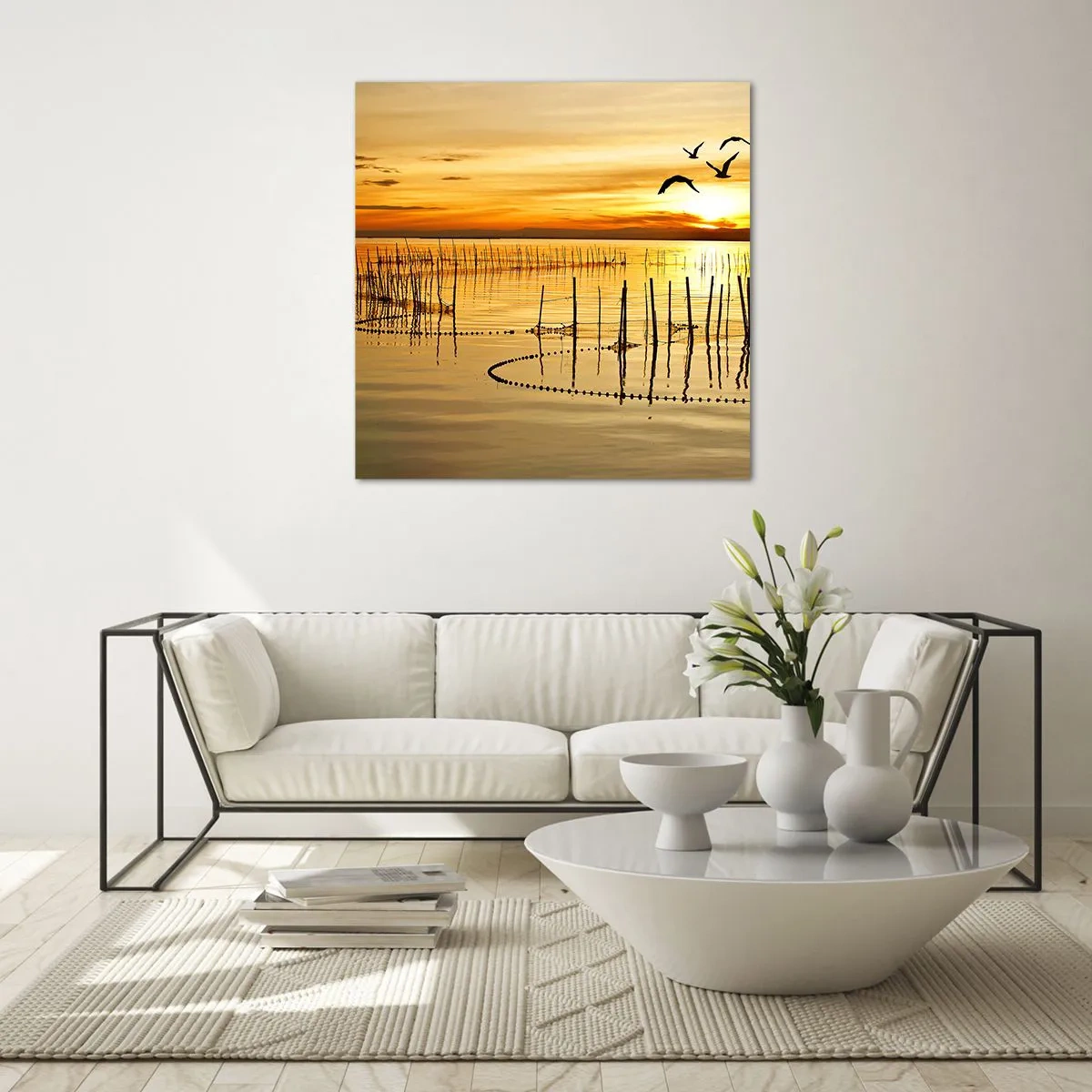 Glass picture - At a Fishery - 70x70 cm