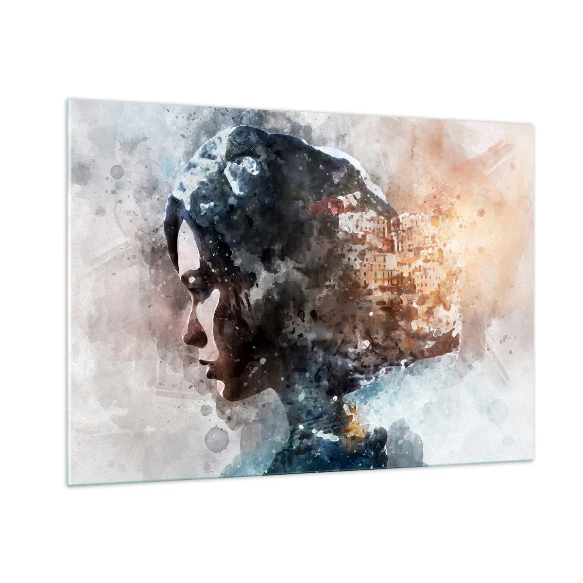 Glass picture - Tale about a Girl with a City in the Background - 100x70 cm