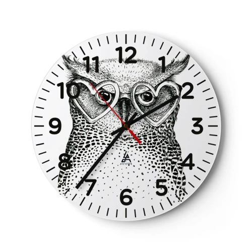 Wall clock - Clock on glass - Wise And With Love - 30x30 cm