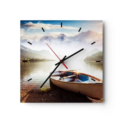 Wall clock - Clock on glass - By the Great, Clear Waters - 40x40 cm