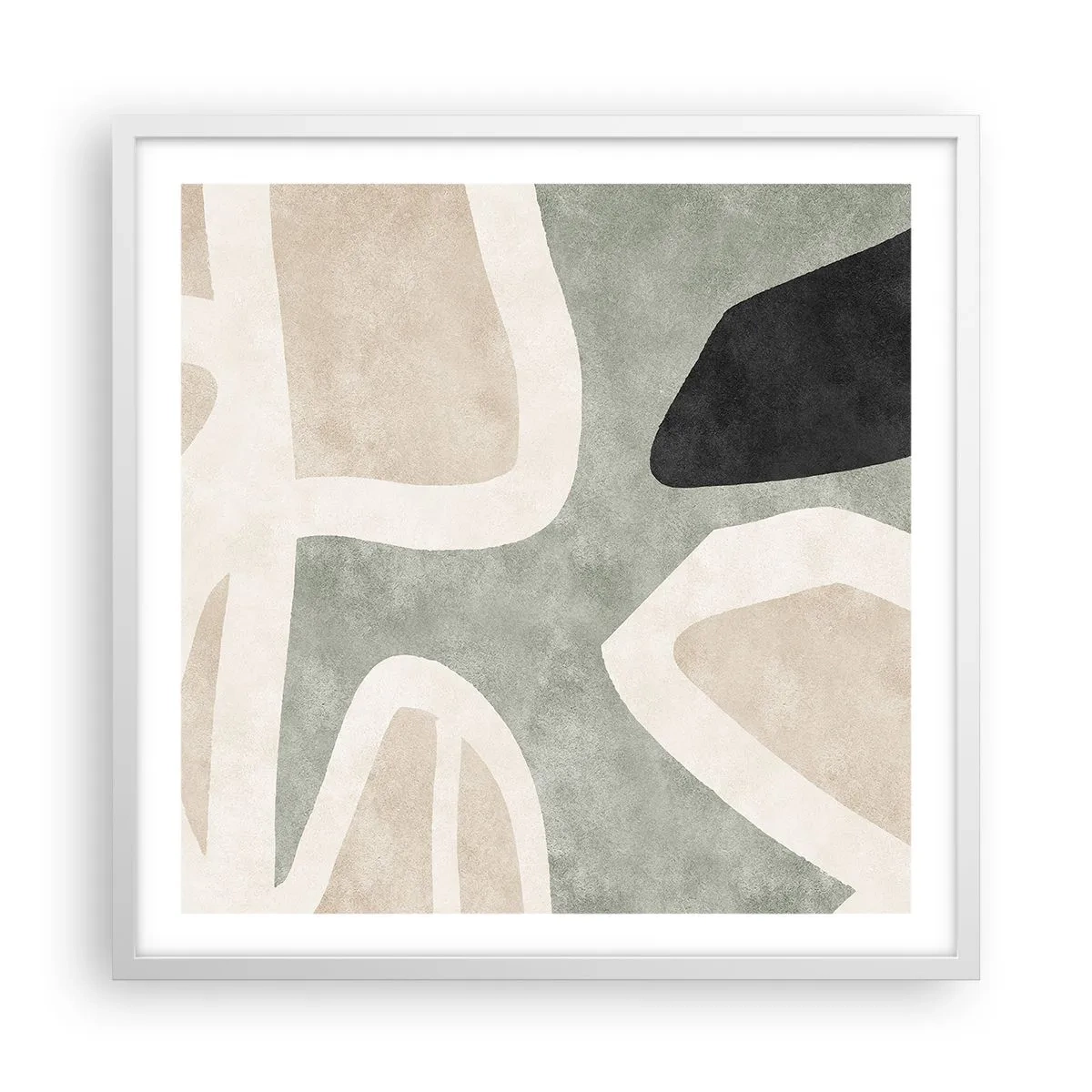 Poster in white frmae - Composition with a Black Motif - 60x60 cm