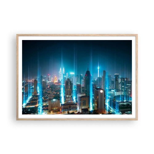 Poster in light oak frame - Berlin Lights - 100x70 cm