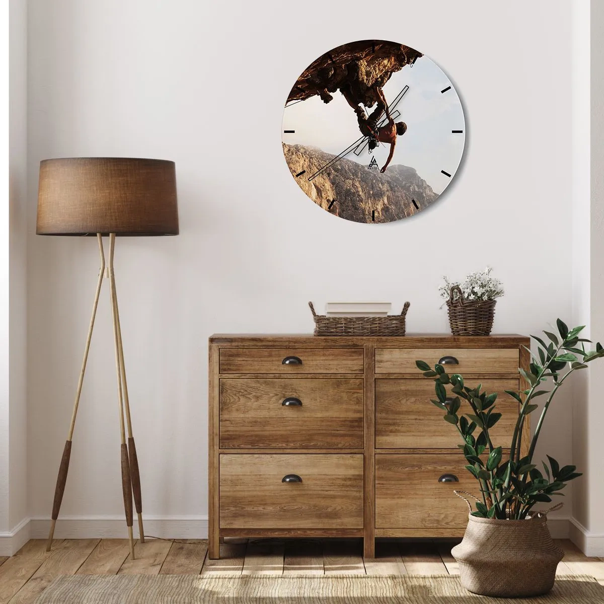 Wall clock - Clock on glass - The Whole World on a Sharp Cliff - 30x30 cm