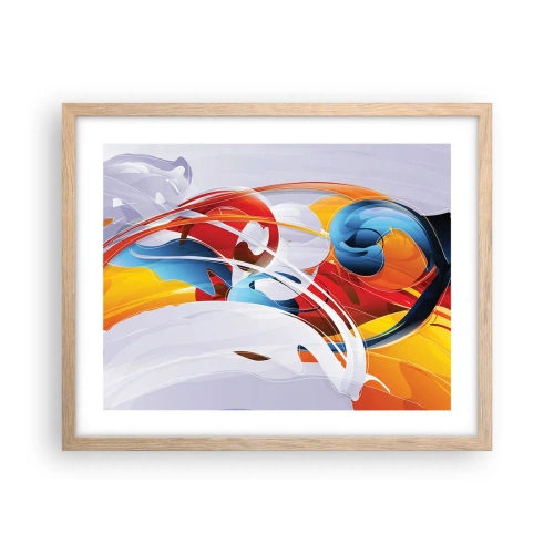Poster in light oak frame - Dance of Elements - 50x40 cm