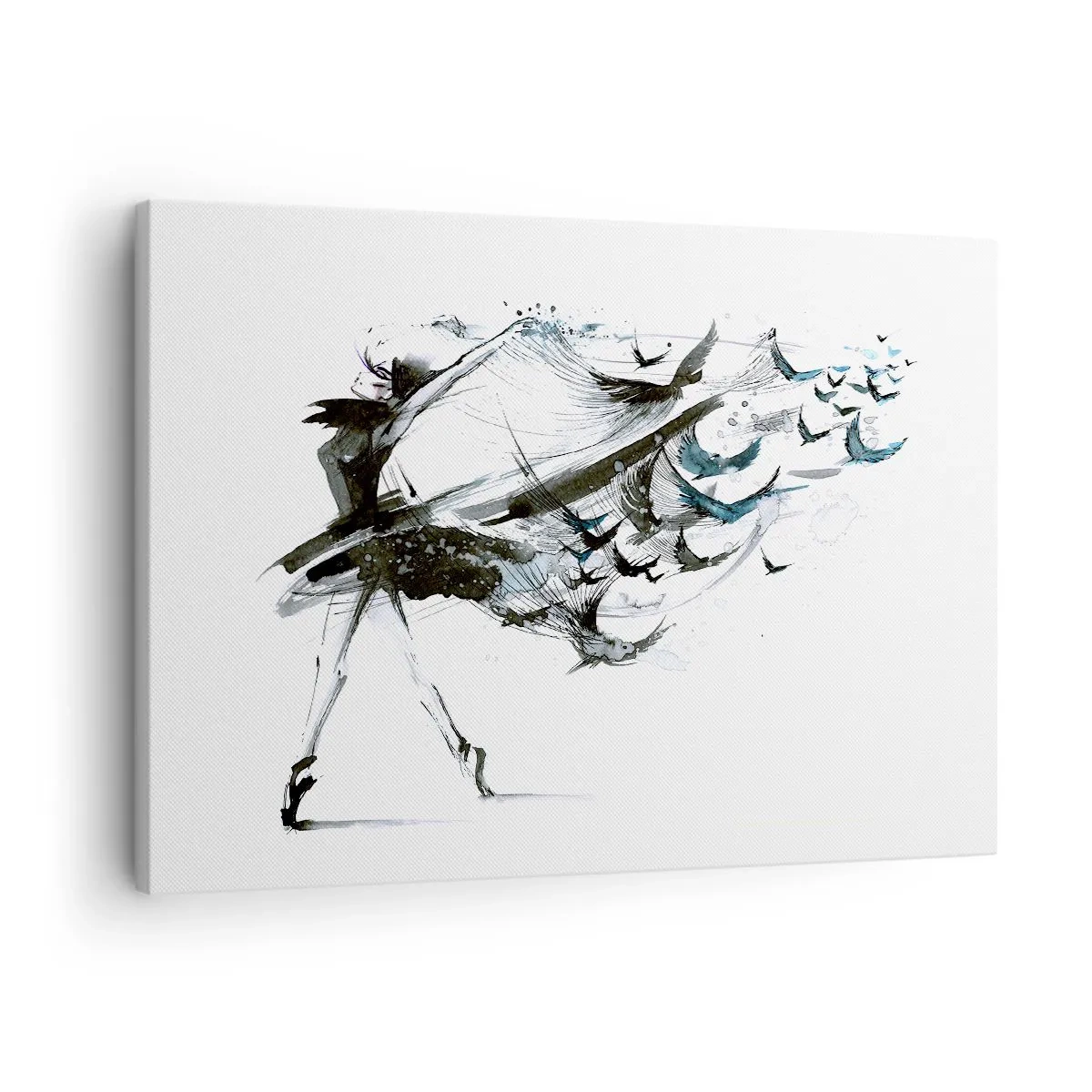 Canvas picture - A dancer with a dynamic dress shaped like birds - 70x50cm - Magic of Music  - Modern wall decoration for the living room and bedroom ARTTOR