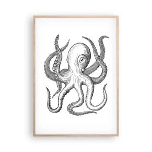 Poster in light oak frame - Dancing with the Waves - 70x100 cm