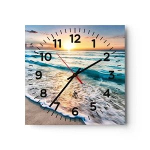 Wall clock - Clock on glass - Sunset View - 30x30 cm