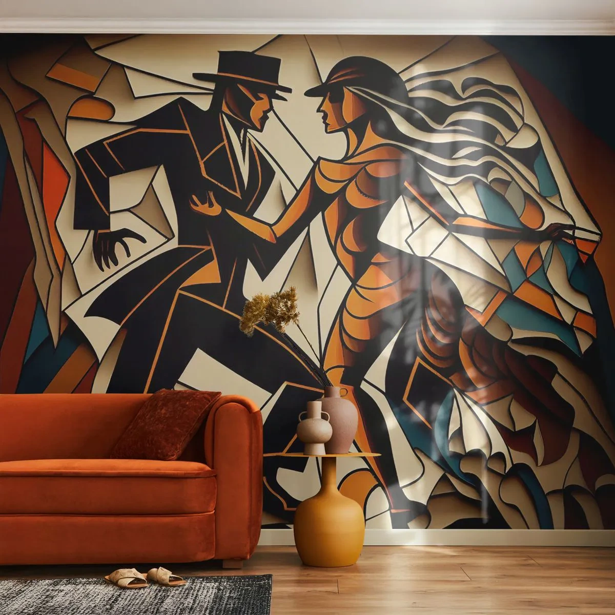 Photo Wallpaper Premium Canvas - Dance of Passion  - Cubism, Dance, Couple - 150x105 cm