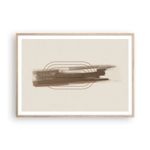Poster in light oak frame - Blast of Grey - 100x70 cm