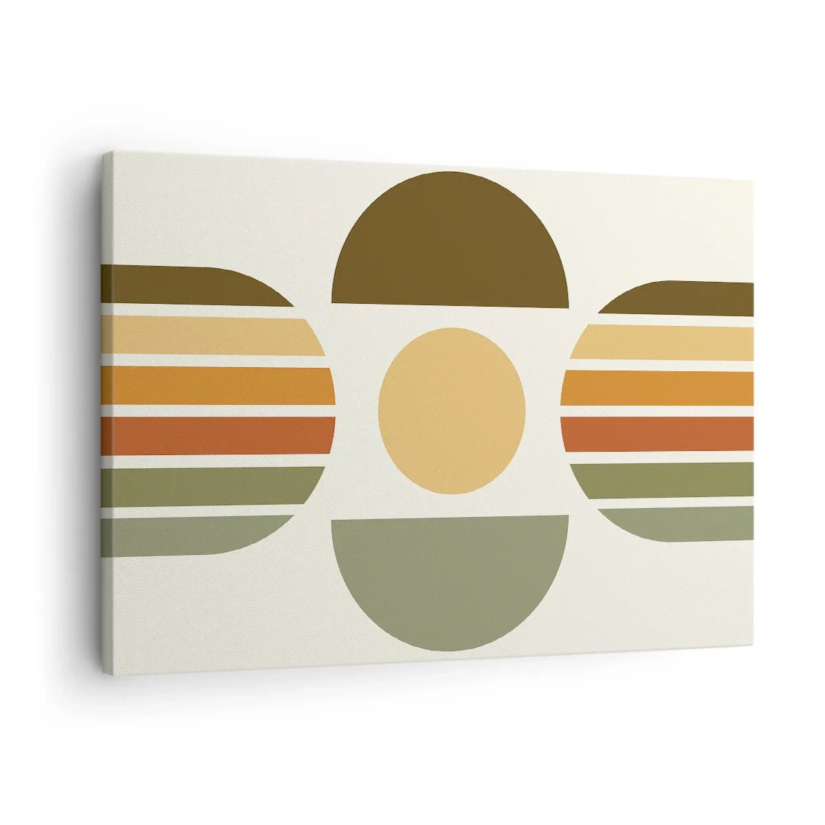 Canvas picture - Geometric composition with semicircles and stripes in earthy tones - 70x50cm - In the Colours of Soli - Modern wall decoration for the living room and bedroom ARTTOR