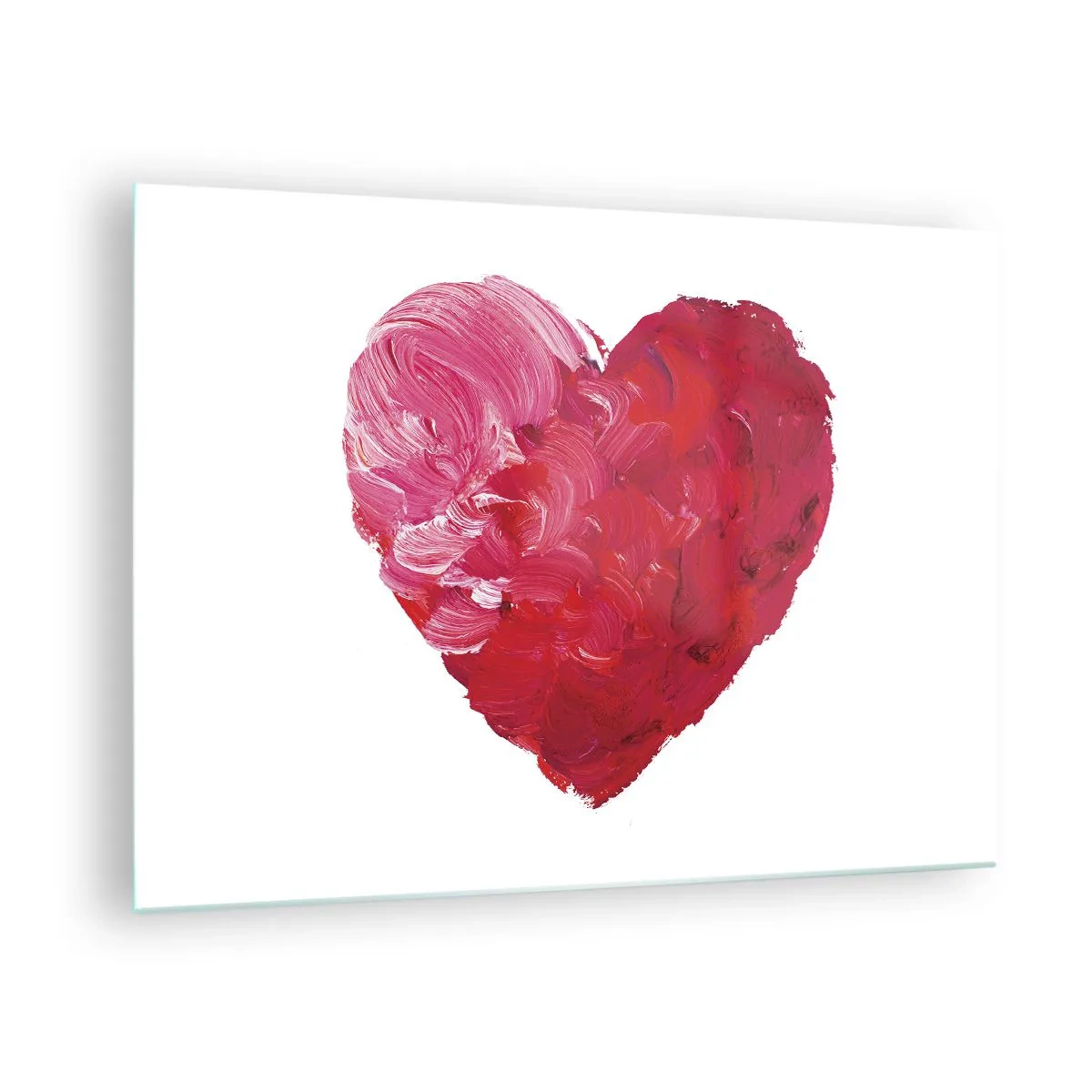 Glass picture - Abstract heart painted with red strokes - 70x50cm - All You Need Is Love - Modern wall decoration for the living room and bedroom ARTTOR