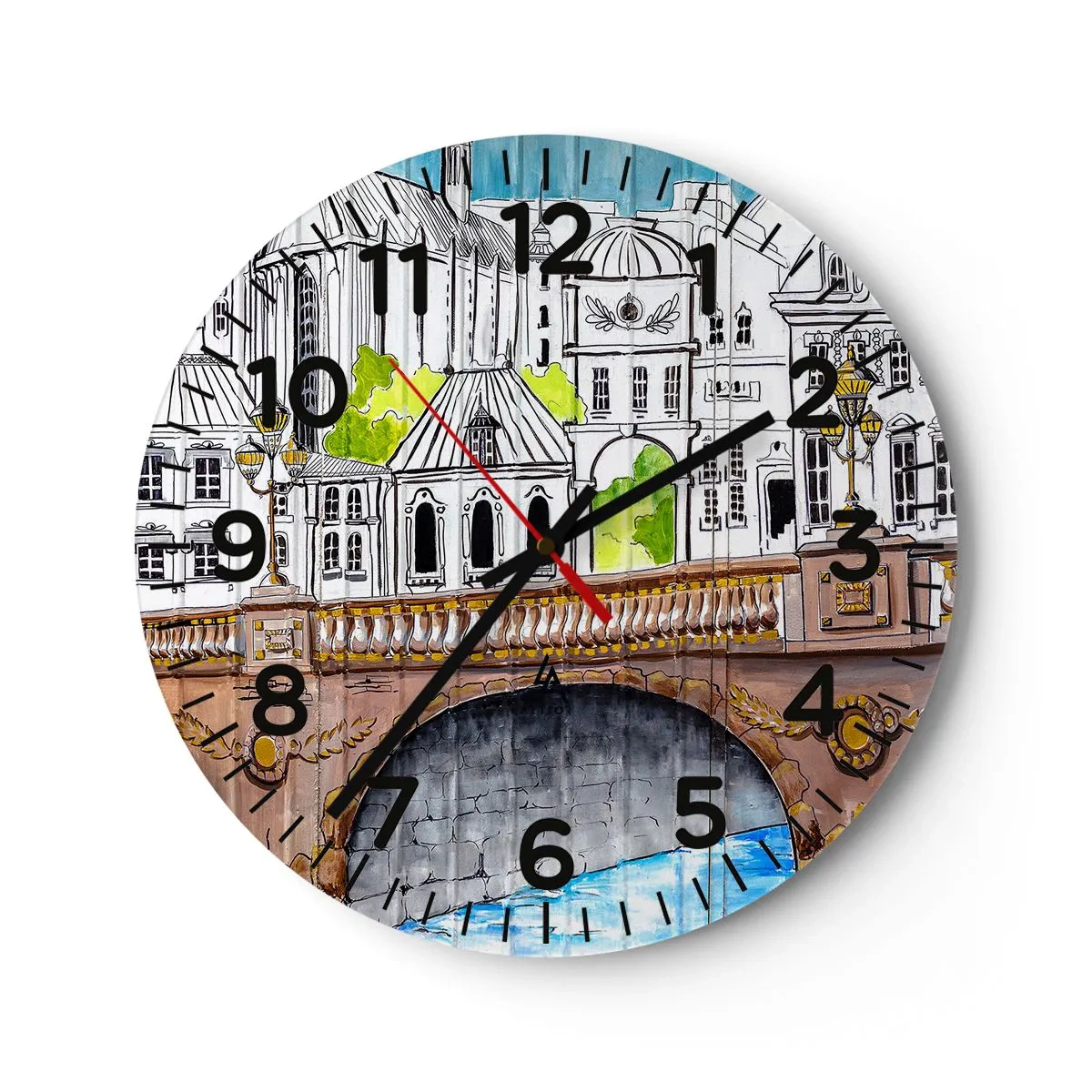 Wall clock - Clock on glass - City Pretty as a Picture - 30x30 cm