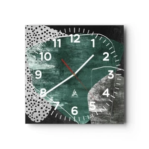 Wall clock - Clock on glass - Colourful Abstract with a Golden Petal - 30x30 cm