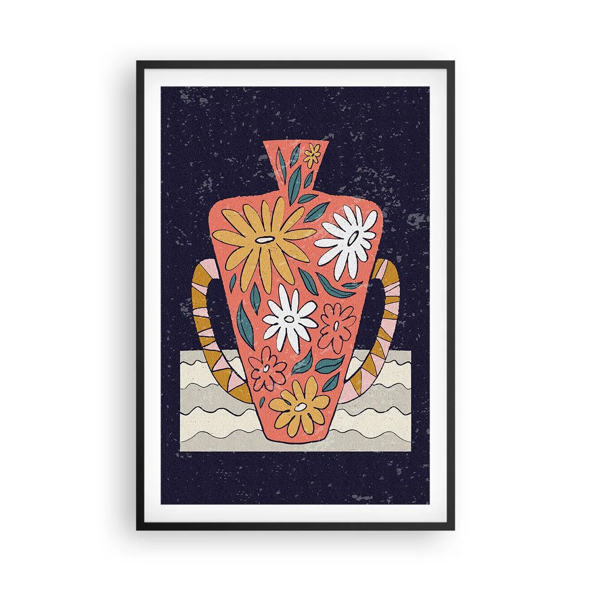 Poster in black frame - Painted Vase - 61x91 cm