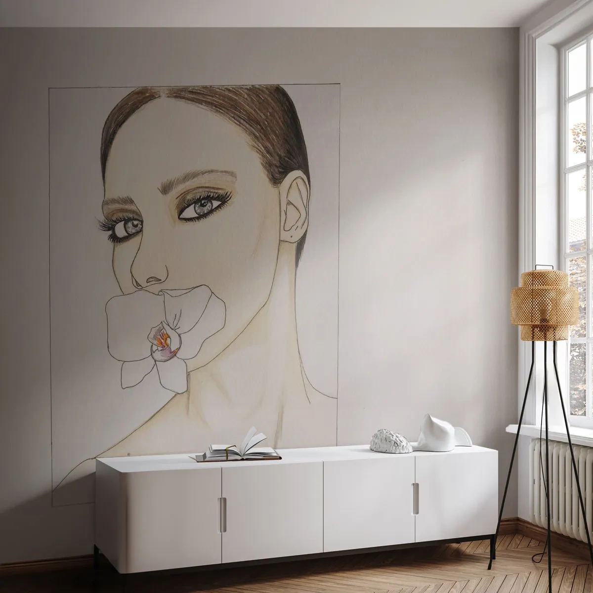 Self-Adhesive Photo Wallpaper Deluxe Sticker - Symbol of Elegance and Beauty - Abstraction, Piece, Woman - 100x70 cm