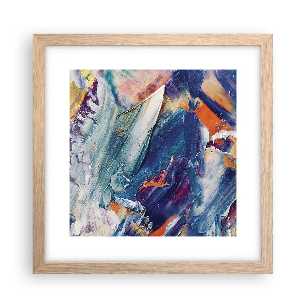 Poster in light oak frame - Whirlwind of Colour - 30x30 cm