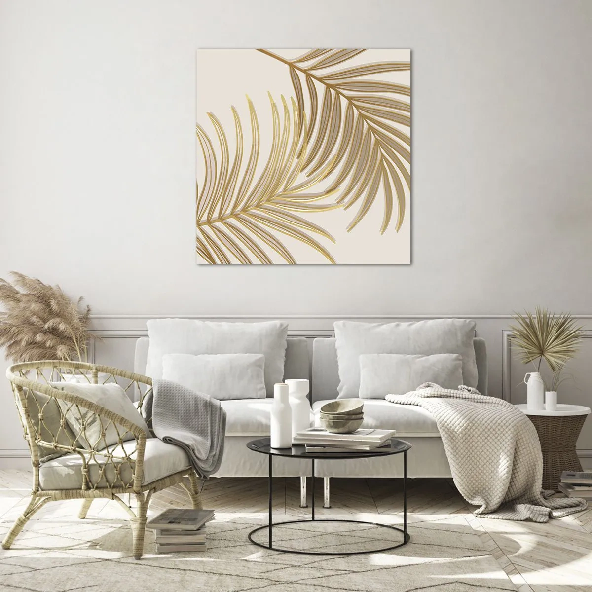 Glass picture - Golden Palm! - 40x40 cm