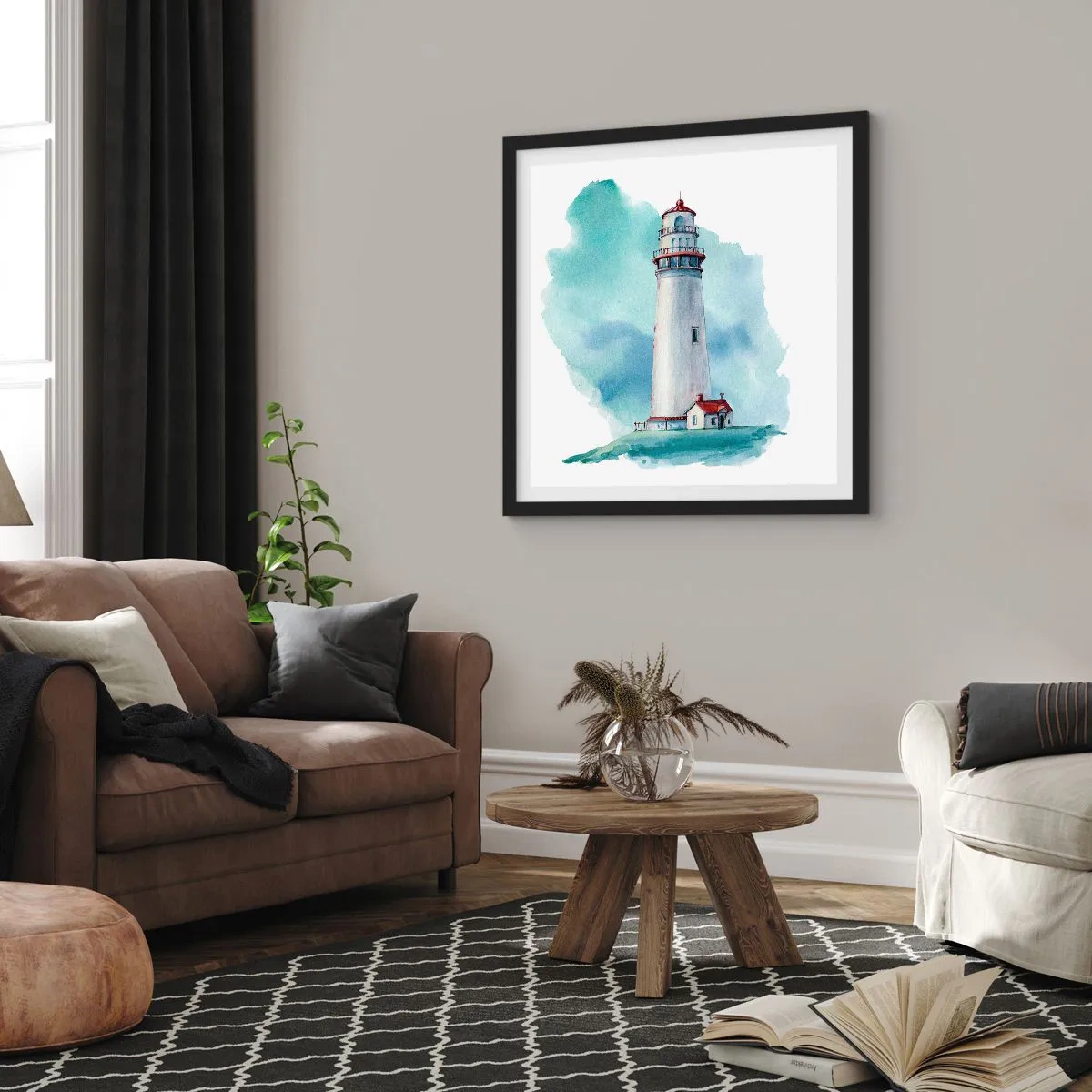 Poster in black frame - Gentle Sister of Blue - 40x40 cm