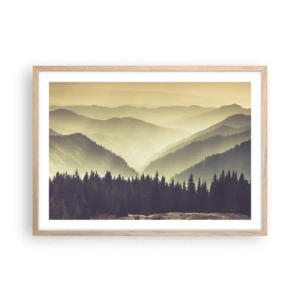 Poster in light oak frame - In a Faraway Land, Past the Mountains - 70x50 cm