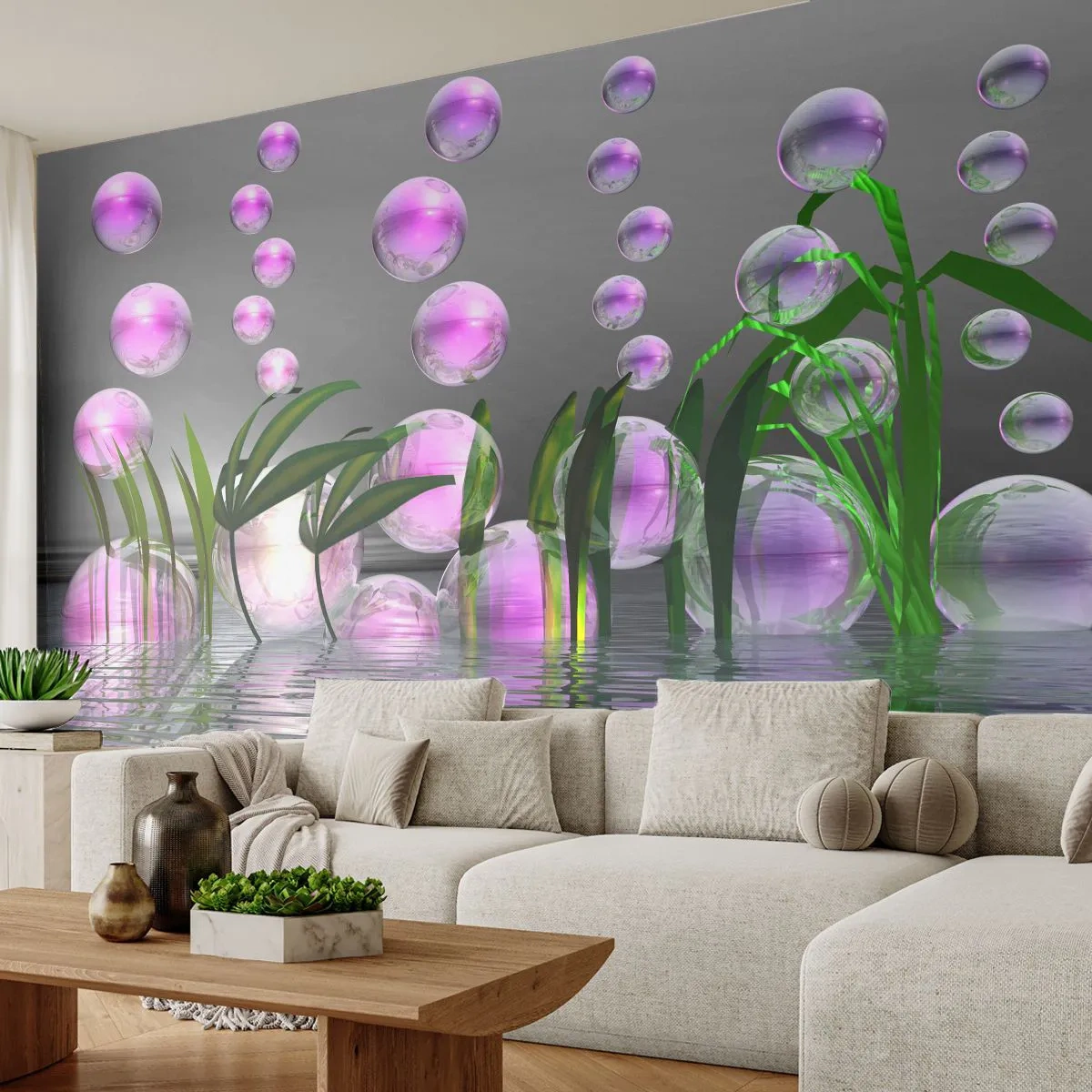 Photo Wallpaper Premium Sand - Reflexive Composition of Lightness and Life - Abstraction, Graphics, 3D - 100x70 cm
