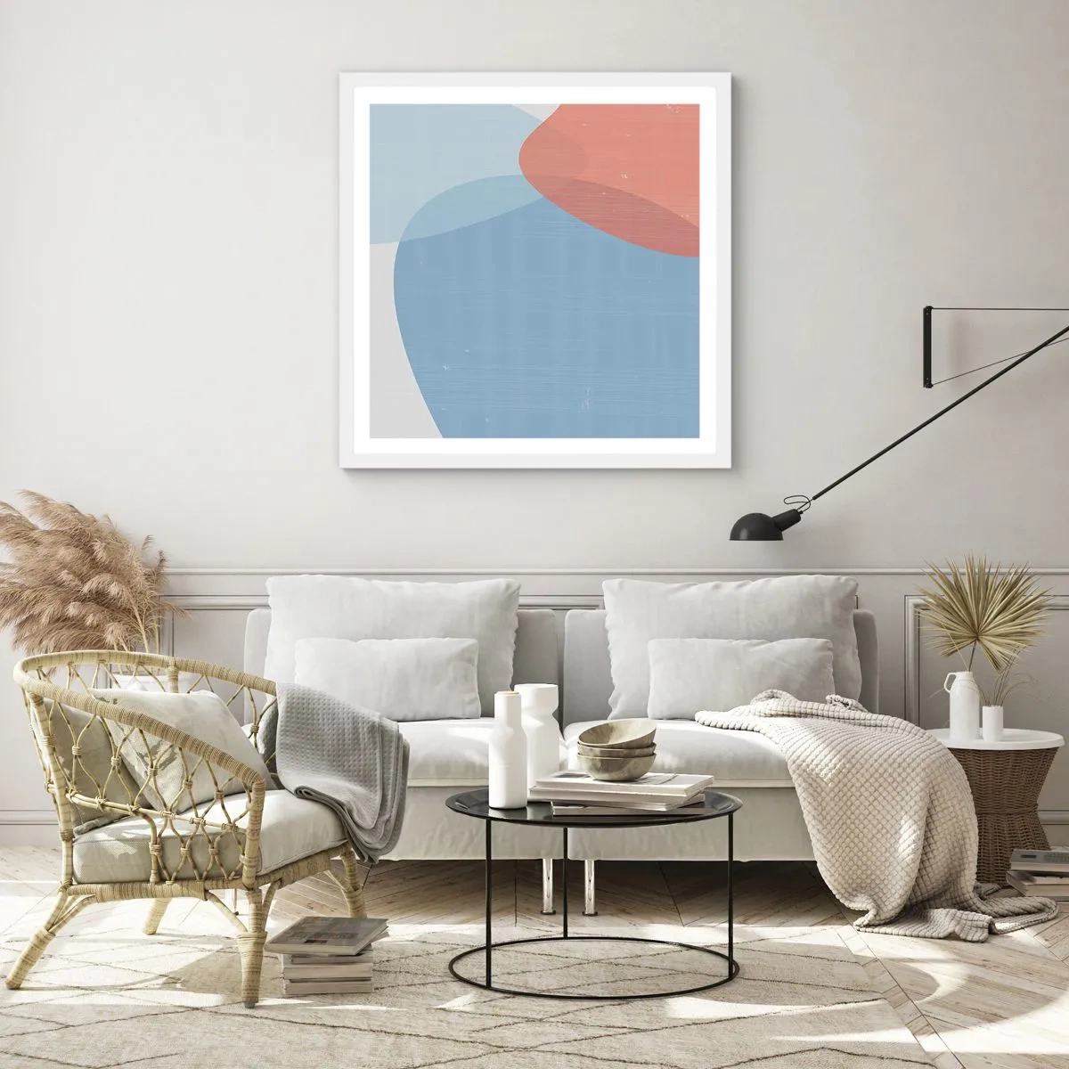 Poster in white frmae - Pastel Relations - 40x40 cm