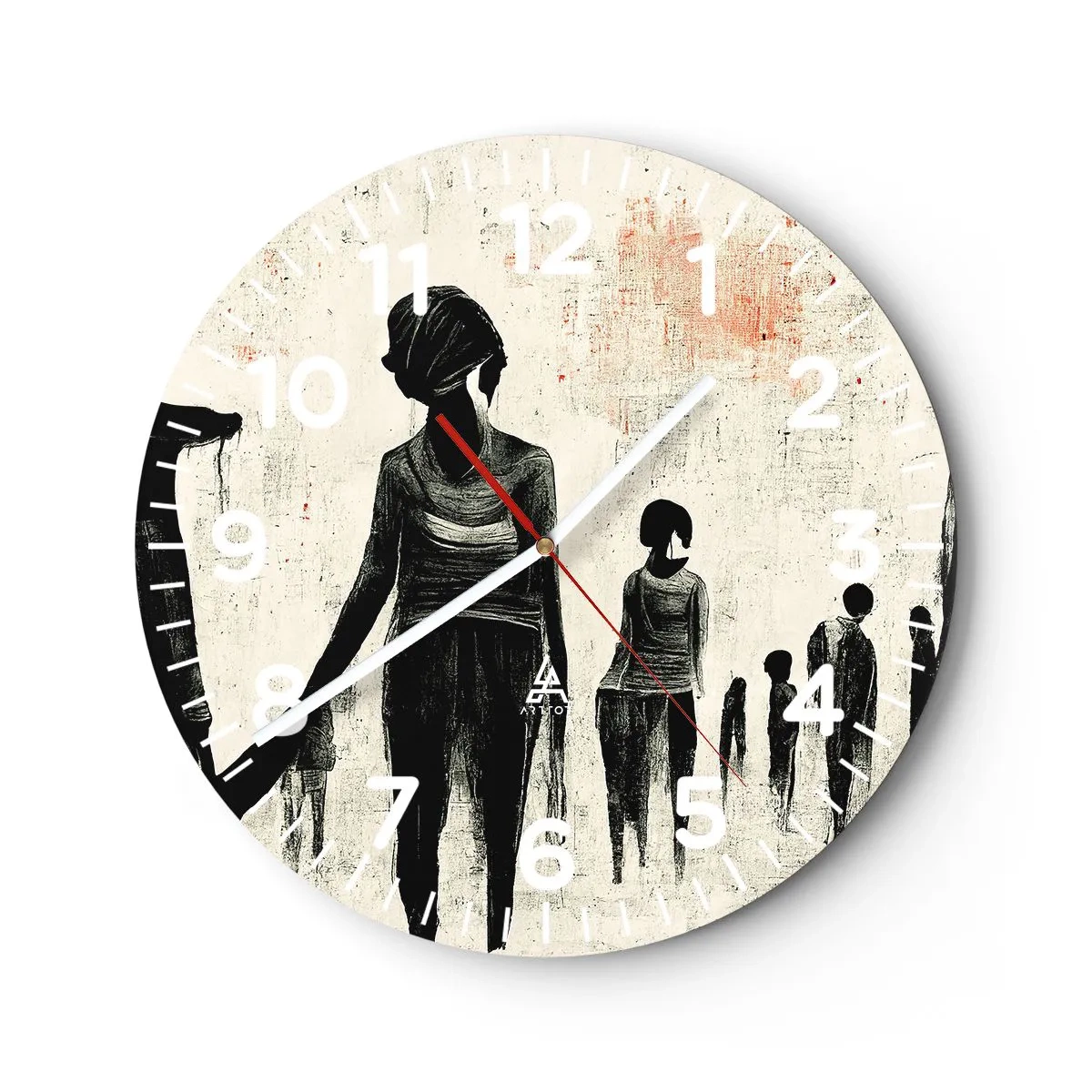 Wall clock - Clock on glass - Against Solitude - 30x30 cm