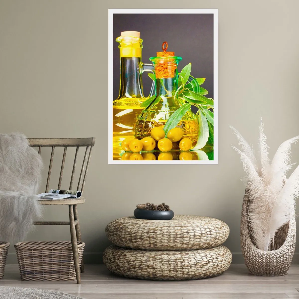 Poster - Still Life with Olives and Olive Oil - 40x50 cm