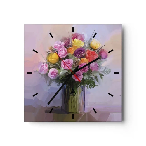 Wall clock - Clock on glass - Retained Beauty - 30x30 cm