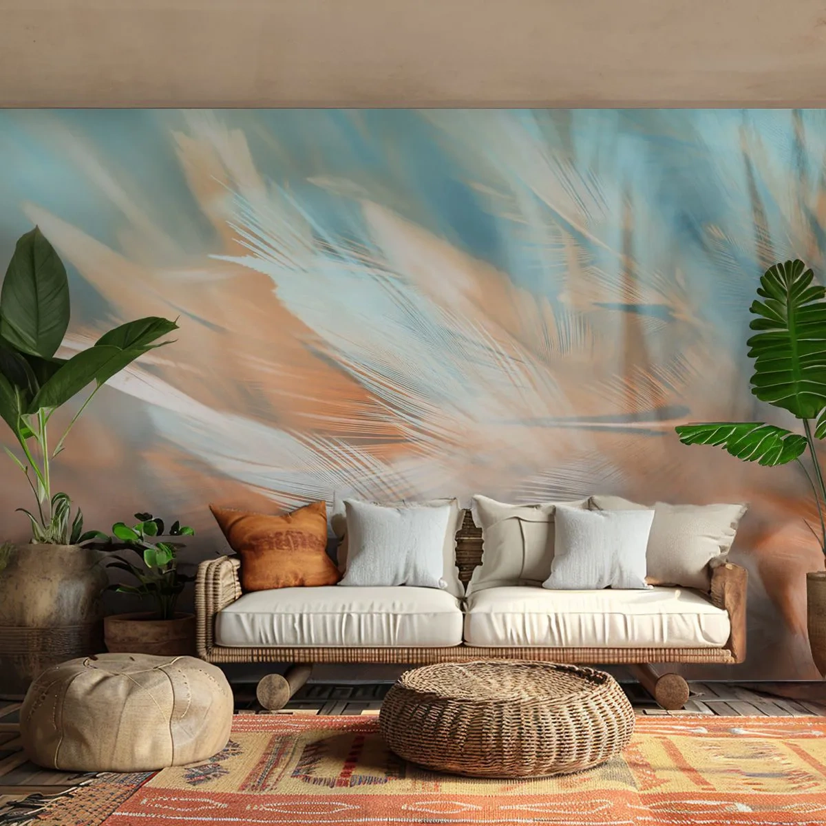 Photo Wallpaper Premium Sand - In the Land of Gentleness - Delicate, Feathers, Minimalism - 300x210 cm
