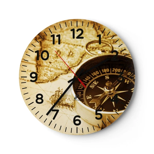 Wall clock - Clock on glass - East or West? - 30x30 cm