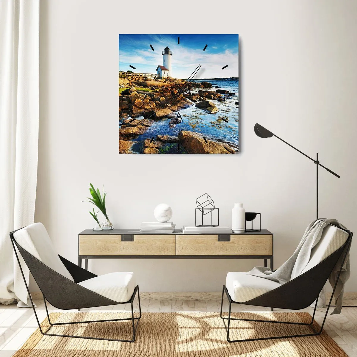 Wall clock - Clock on glass - Be Home Safe, I Am Waiting - 30x30 cm