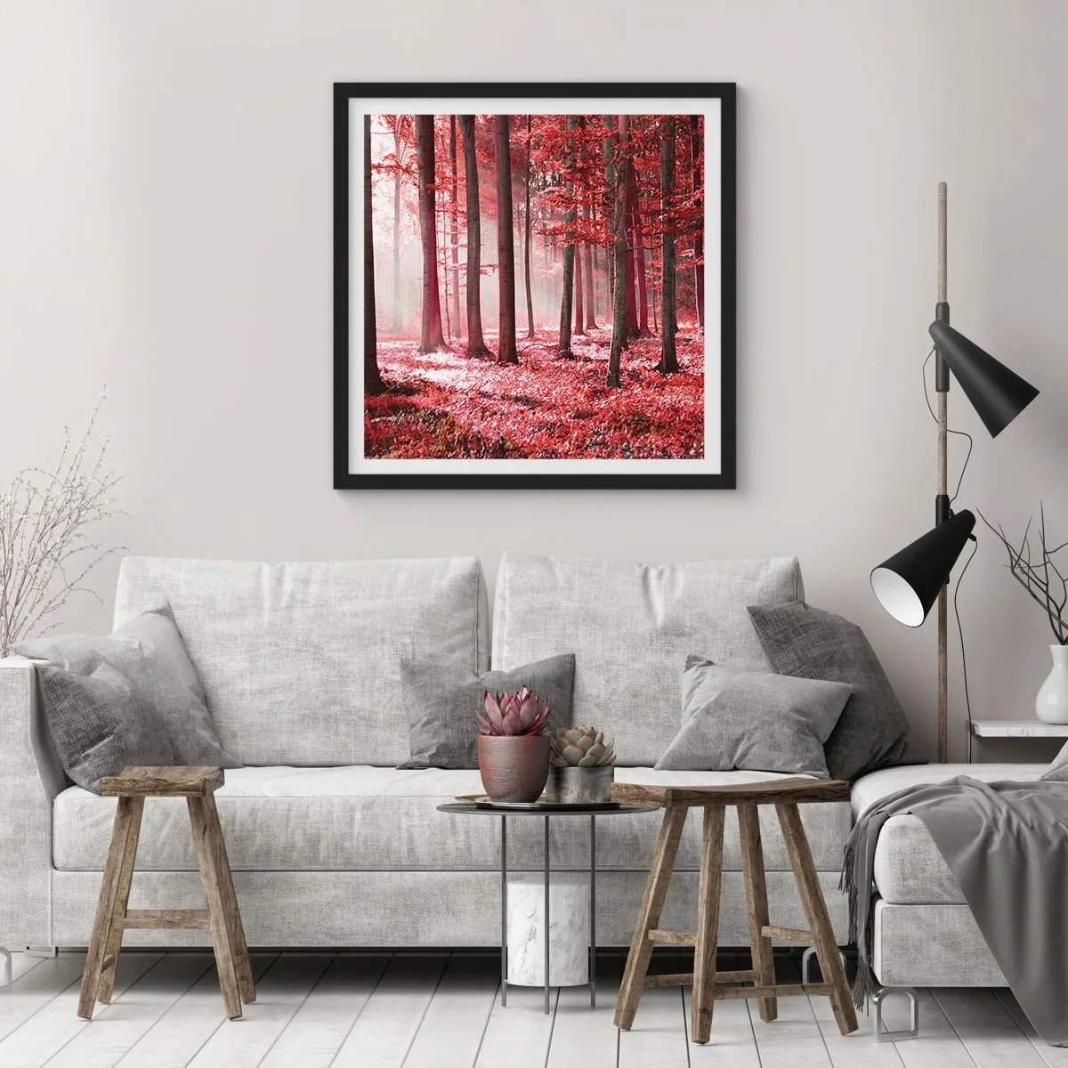 Poster in black frame - Red Equally Beautiful - 60x60 cm